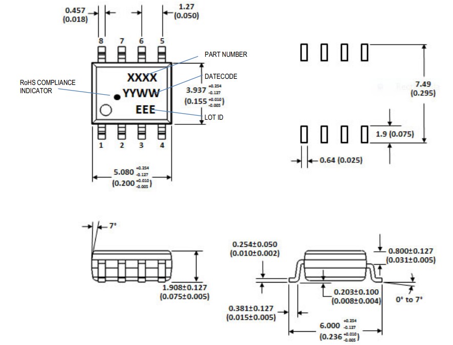 Mechanical Drawing - Broadcom ACHS-719x Current Sensor ICs